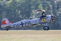 D-EGBR @ EDST - Rolling out on arrival at the 2016 Hahnweide Oldtimer Fliegertreffen - by alanh