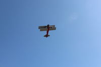 N65124 @ SZP - 1943 Boeing Stearman A75N1 (PT-17) 'Spirit of OPEC', P&W R985 450 Hp Wasp Jr. upgrade, Experimental class, steep climb-out demo, Rwy 22 by Pete Mason, 35 years owner. - by Doug Robertson