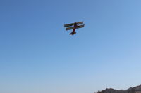 N65124 @ SZP - 1943 Boeing Stearman A75N1 (PT-17), P&W R985 450 Hp Wasp Jr. upgrade by Jacobs, steep climbout demo from Rwy 22-featured aircraft-Aviation Museum of Santa Paula first Sunday - by Doug Robertson