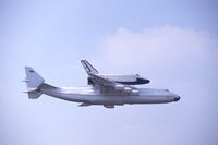 CCCP-82060 @ LFPB - The Antonov An-225 Mriya with the Buran space shuttle flying at Le Bourget, 1989