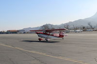N8702V @ SZP - 1975 Bellanca 8KCAB DECATHLON, Lycoming IO-320 150 Hp, taxi across Rwy 22 - by Doug Robertson