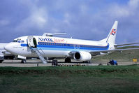 G-UKLE @ EGHL - G-UKLE   Boeing 737-4Y0 [24468] (Air UK Leisure) Lasham~G @ 1991. From a slide. - by Ray Barber