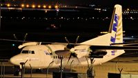 OO-VLS @ EGAC - VLM Fokker 50. It had arrived from Lyon-Bron (LYN/LFLY) with the Oyonnax rugby team.  Named “City of Antwerp”.