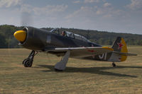 D-FYAK @ EDST - Taxying for a display flight at the 2016 Hahnweide Oldtimer Fliegertreffen - by alanh