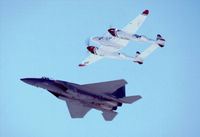 N25Y @ KLSV - At the 1997 50th Anniversary of the USAF air display, Nellis AFB. - by kenvidkid