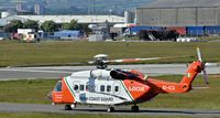 EI-ICG @ EGAC - Irish Coastguard helicopter EI-ICG departing Belfast City.