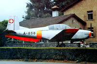 A-858 @ LSZL - Pilatus P.3-05 [496-45] (Swiss Air Force) Locarno~HB 11/09/1991. Gate guard. - by Ray Barber