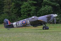 G-LFVB @ LFFQ - Supermarine Spitfire MK-Vb, Taxiing to parking area, La Ferté-Alais (LFFQ) air show 2016 - by Yves-Q