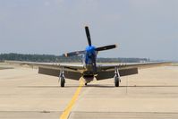 F-AZXS @ LFMI - North American F-51D Mustang, Taxiing to parking area, Istres-Le Tubé Air Base 125 (LFMI-QIE) open day 2016 - by Yves-Q