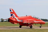 XX219 @ LFOT - Royal Air Force Red Arrows Hawker Siddeley Hawk T.1, Taxiing to parking area, Tours - St Symphorien Air Base 705 (LFOT-TUF) - by Yves-Q