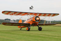 N5057V @ X5FB - Boeing A75N1(PT17), Fishburn Airfield, July 26th 2014. - by Malcolm Clarke
