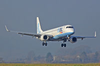 G-FBEH @ EGFF - Embraer 195, Flybe, call sign Jersey 842R, previously PT-SQX, seen landing on runway 12 out of Paris CDG.