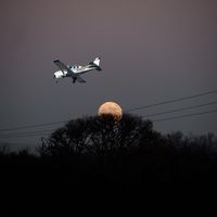 N36DY @ KLPC - Picture taken of plane on approach to Lompoc and was combined with a moonshot photo I shot a few months ago in the same area. - by Dave Allis