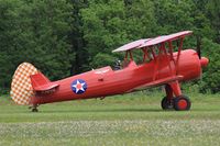 F-HDVD @ LFFQ - Boeing A75N1 (PT-17), Taxiing to parking area, La Ferté-Alais (LFFQ) air show 2016 - by Yves-Q