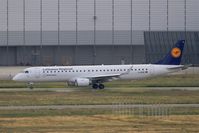 D-AEBE @ LFBO - Embraer ERJ-195LR, Taxiing to holding point rwy 14R, Toulouse-Blagnac Airport (LFBO-TLS) - by Yves-Q