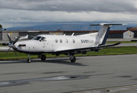 N829SA @ KSQL - Surf Air 2015 Pilatus PC-12/47E holding for take-off @ San Carlos Airport, CA - by Steve Nation