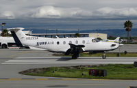 N829SA @ KSQL - Surf Air 2015 Pilatus PC-12/47E lined up for take-off @ San Carlos Airport, CA - by Steve Nation