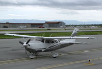 N92977 @ KSQL - Locally-based 2011 Cessna T206H Stationair taxiing for take-off @ San Carlos Airport, CA - by Steve Nation