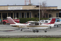 N732SM @ KSQL - San Luis Obispo, CA-based 1977 Cessna T210M Turbo Centurion taxiing for take-off @ San Carlos Airport, CA - by Steve Nation