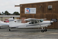 N34GE @ KPAO - 1980 Cessna A185F Skywagon visiting from Sierra Nevada foothills @ Palo Alto airport, CA - by Steve Nation