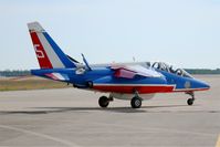 E166 @ LFMI - Dassault-Dornier Alpha Jet E (F-UHRW), Atos 5 of Patrouille de France 2016, Taxiing to holding point, Istres-Le Tubé Air Base 125 (LFMI-QIE) - by Yves-Q