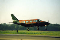 PH-ITC @ EHTW - Piper PA-31-350 Navajo Chieftain of the Nationaal Instituut voor Luchtkartering en Aardkunde landing at its home field Twenthe air base, the Netherlands, 1985. Used for aerial mapping etc.