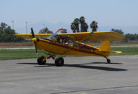 N906CC @ KRIR - 2001 Piper Cub Crafters PA-18-150 taxiing for take-off @ Flabob Airport, Riverside, CA - by Steve Nation