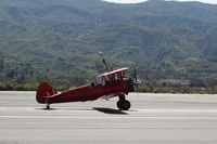 N68405 @ SZP - 1943 Boeing Stearman A75N1(PT-17) P&W R-985 450 Hp Wasp Jr. upgrade conversion from original Continental 220 Hp radial, landing roll Rwy 22 - by Doug Robertson