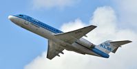 PH-KZE @ EGAC - Belfast City.  KLM Cityhopper PH-KZE departing to Amsterdam. - by Albert Bridge