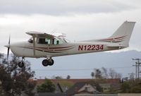 N12234 @ KRHV - Locally-based 1973 Cessna 172M landing at Reid Hillview Airport, San Jose, CA. - by Chris Leipelt