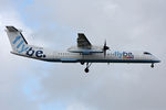 G-JECL @ EGNT - De Havilland Canada DHC-8-402Q on approach to 07 at Newcastle Airport UK. August 26th 2010. - by Malcolm Clarke