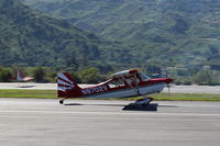 N8702V @ SZP - 1975 Bellanca 8KCAB DECATHLON, Lycoming O-320 150 Hp, landing roll Rwy 22 - by Doug Robertson