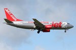 G-CELA @ EGNT - Boeing 737-377 on approach to 07 at Newcastle Airport UK. August 26th 2010. - by Malcolm Clarke