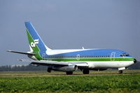 N37AF @ EHAM - Boeing 737-2Q9/Adv of Air Florida landing at Schiphol airport, the Netherlands, 1981. It has no titles on the fuselage, because it was at the time leased by Transavia Holland - by Van Propeller