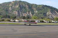 N714HH @ SZP - 1977 Cessna 150M, Continental O-200 100 Hp, landing roll Rwy 04 - by Doug Robertson