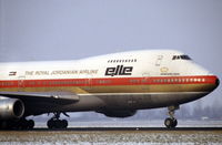JY-AFB @ EHAM - Alia Boeing 747-2D3B landing at Schiphol airport, the Netherlands, 1983 - by Van Propeller