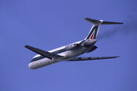 I-DIKO @ EHAM - Smoky take off of Alitalia DC-9-32 from Schiphol airport, the Netherlands, 1981 - by Van Propeller