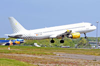 EC-LAA @ EGFF - Vueling Airlies, callsign Vueling 12YQ, previously F-WWIQ, EC-JPL, A6-ABZ, seen departing runway 12 en-route to Alicante Spain.