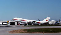 JA8105 @ KLAX - Delivered new to Japan Airlines, 01/03/1971 this Boeing 747-246B is shown in approximately March 1990 departing runway 25R at Los Angeles headed to Tokyo Japan. - by Tom Vance