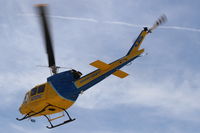 N212VC @ CMA - 1975 Bell 212 Twin Two-Twelve, one 1,800 sHp derated to 1,290 sHp PT6T-3 or PT6T-3B Turbo Twin Pac driving single output shaft driving main & tail rotor. Ventura County's Sheriff's #9 approach to landing - by Doug Robertson