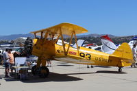 N75753 @ CMA - 1942 Boeing Stearman A75N1 (PT-17) as Navy N2S-4 basic trainer FLY HOPE DREAM, Continental W670 220 Hp radial, at AOPA Fly-In. Pilot on far left discussing immaculate aircraft that is SZP-based. At AOPA FLY-IN, See more photos including in-flight. - by Doug Robertson