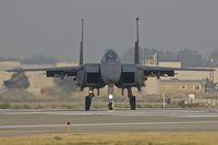91-0333 @ KBOI - Turning onto RWY 10R.  391st Fighter Sq.“Bold Tigers”, 366th Fighter Wing, Mountain Home AFB, Idaho. - by Gerald Howard