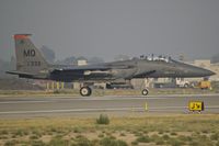 91-0333 @ KBOI - Coming off taxiway Juliet onto RWY 10R.  391st Fighter Sq.“Bold Tigers”, 366th Fighter Wing, Mountain Home AFB, Idaho. - by Gerald Howard
