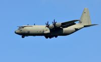ZH875 @ EGFH - Omen 1. RAF Hercules C.4 aircraft coded 875 of the Brize Norton Transport Wing making a practice approach to Runway 22. - by Roger Winser