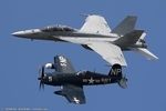 N45NL @ KNTU - Chance Vought F4U-5NL Corsair NX45NL and F/A-18 Super Hornet in Navy legacy Flight
