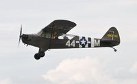 G-AKIB @ EGFP - Visiting Piper Grasshopper in 1944 US Army markings of aircraft 480015/44-M. Departing Runway 22. - by Roger Winser