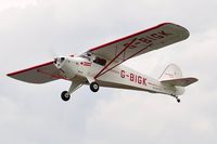 G-BIGK @ EGFP - Visiting Taylorcraft Twosome departing Runway 22. - by Roger Winser