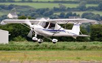 G-NEVE @ EGFP - Visiting C42 aircraft departing Runway 22. - by Roger Winser