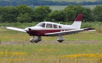 G-DJJA @ EGFP - Visiting Archer II departing Runway 22. - by Roger Winser