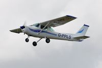G-PPLS @ EGFH - Visiting Cessna F152 departing Runway 22. - by Roger Winser